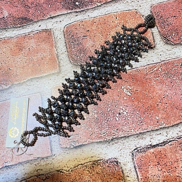 Amrita Singh Black Crystal Beaded Bracelet - Picture 3 of 9